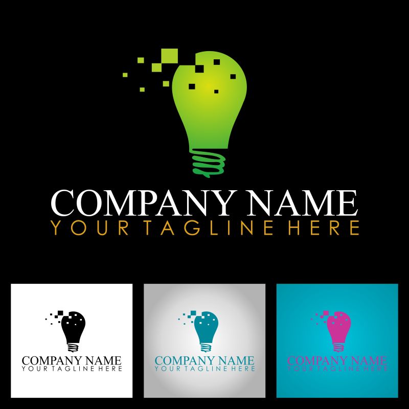 抽象矢量灯泡元素标志设计