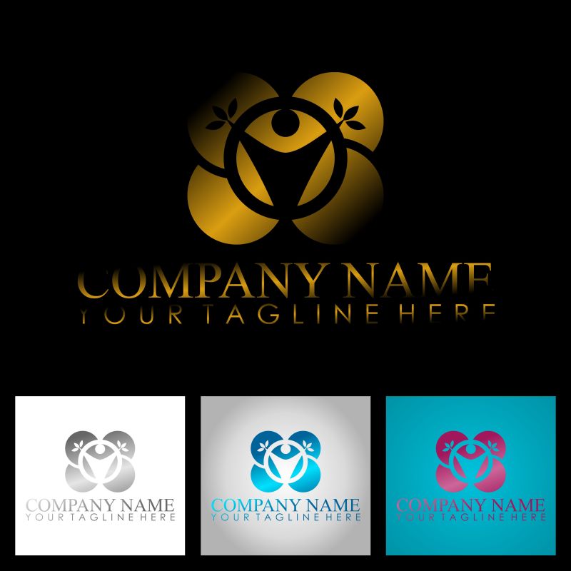 抽象矢量人与自然主题的生态标志设计