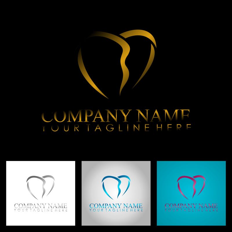 抽象矢量金色爱情标志设计