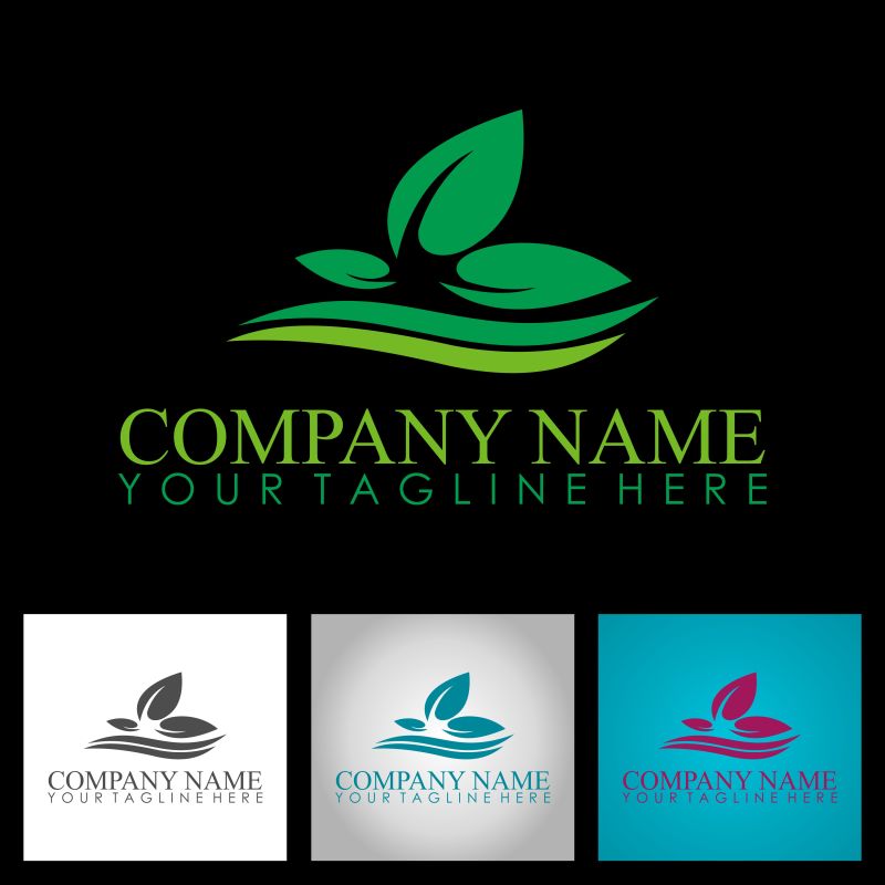 矢量绿叶抽象标志设计