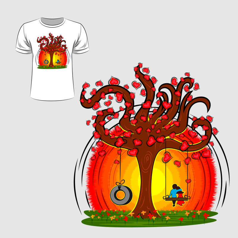 创意矢量卡通T恤图案设计