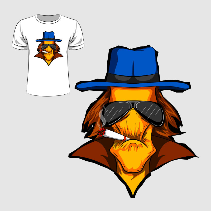 矢量抽象卡通怪人的T恤图案设计