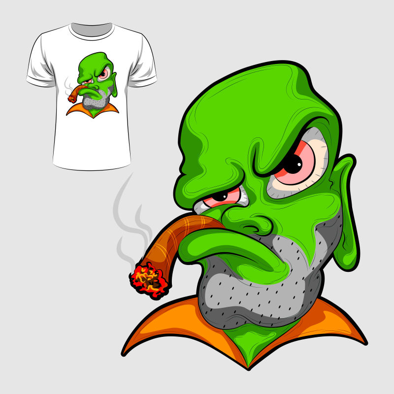 卡通怪人的矢量T恤图案设计