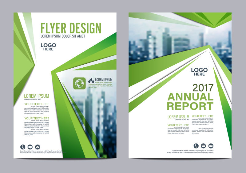 创意矢量现代商业绿色元素的宣传册设计