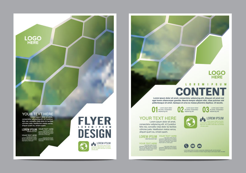 抽象矢量现代几何六边形元素的宣传册设计