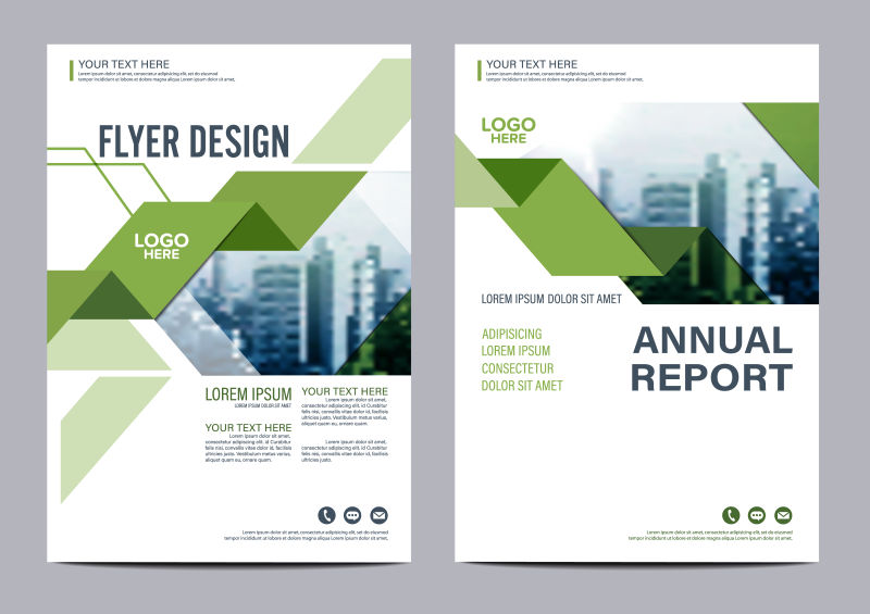 创意矢量现代绿色几何元素的宣传册