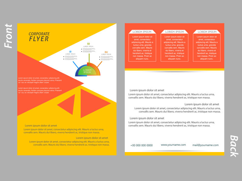 抽象矢量现代橙色黄色经典宣传单设计
