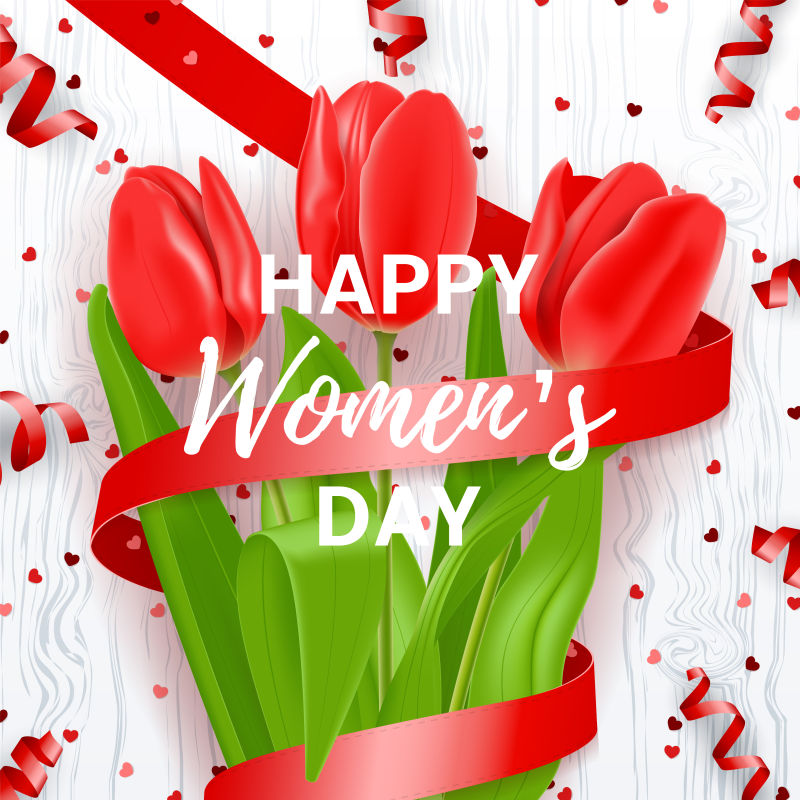 郁金香图案母亲节海报矢量设计