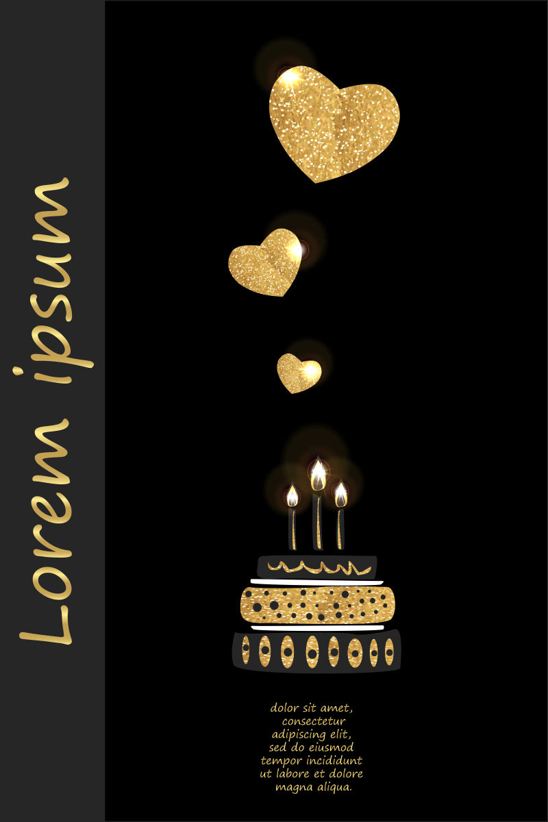 贺卡蛋糕和熊和心脏为他的生日它可以用作情人节贺卡摘要矢量背景海报