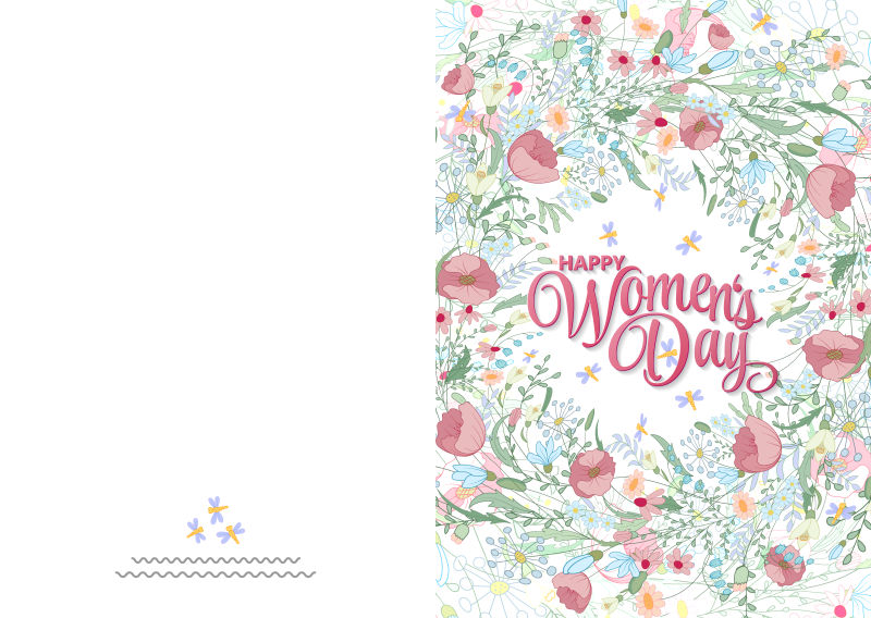 矢量的花卉图案妇女节贺卡插图