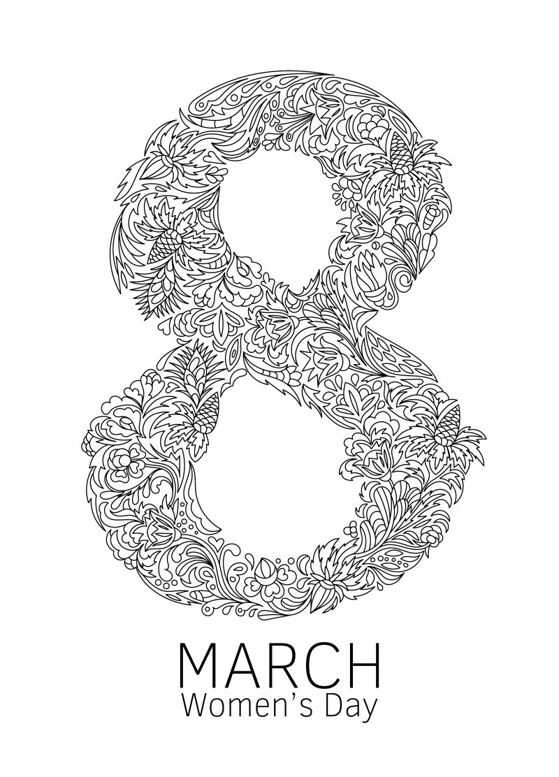 手绘花卉图案妇女节贺卡矢量设计