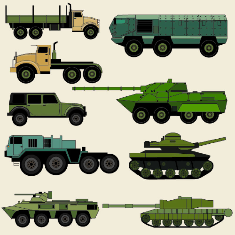 抽象矢量现代军用坦克创意插图设计