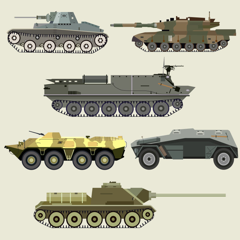 抽象矢量现代军事坦克设计