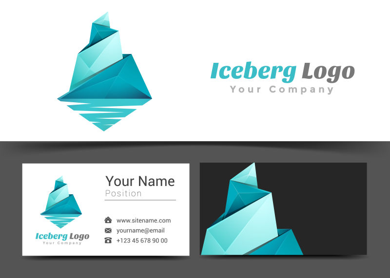 蓝色冰山图案宣传卡片矢量设计