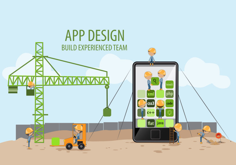 矢量手机程序开发概念插图设计