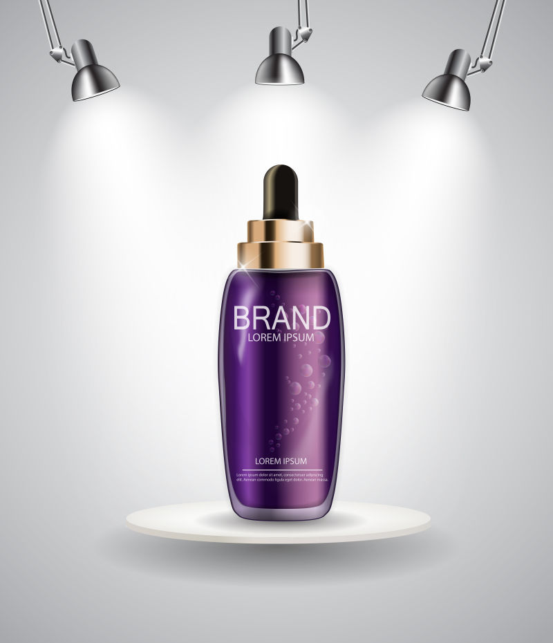 矢量的护肤品紫色包装瓶插图