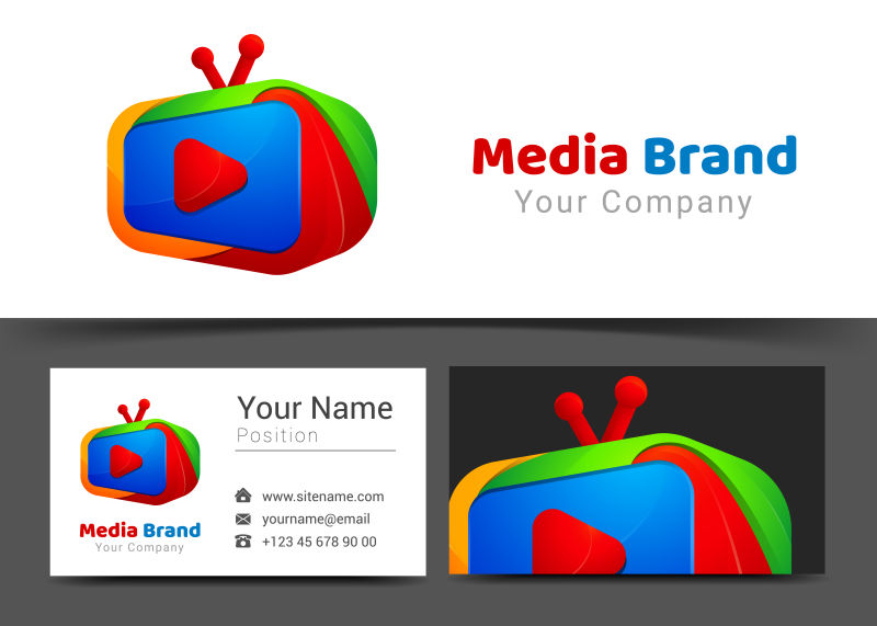 抽象矢量彩色电视元素标志设计