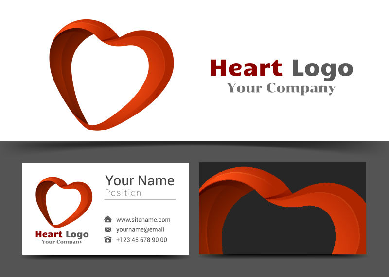 抽象矢量红色心形标志设计