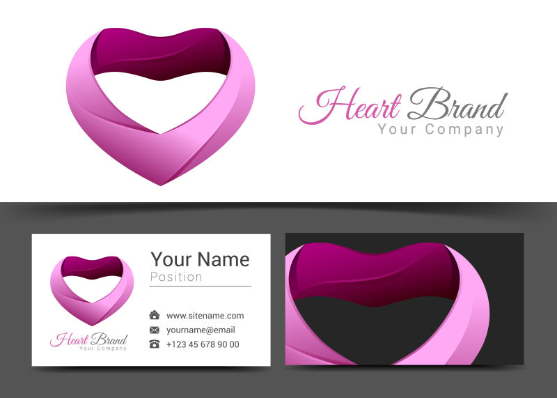 抽象矢量紫色心形标志设计