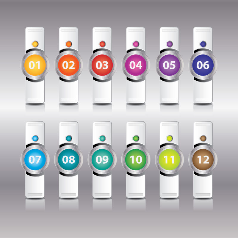 抽象矢量彩色数字元素的信息图表设计