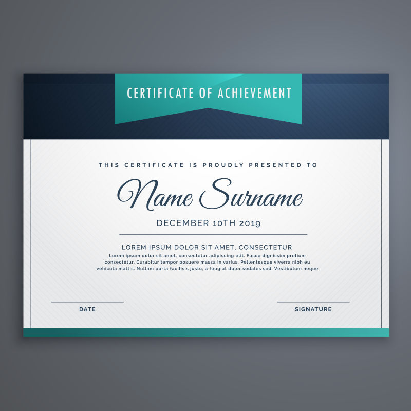 创意矢量蓝色经典成就证书设计