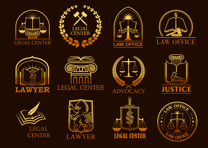 抽象矢量金色司法主题的标志设计