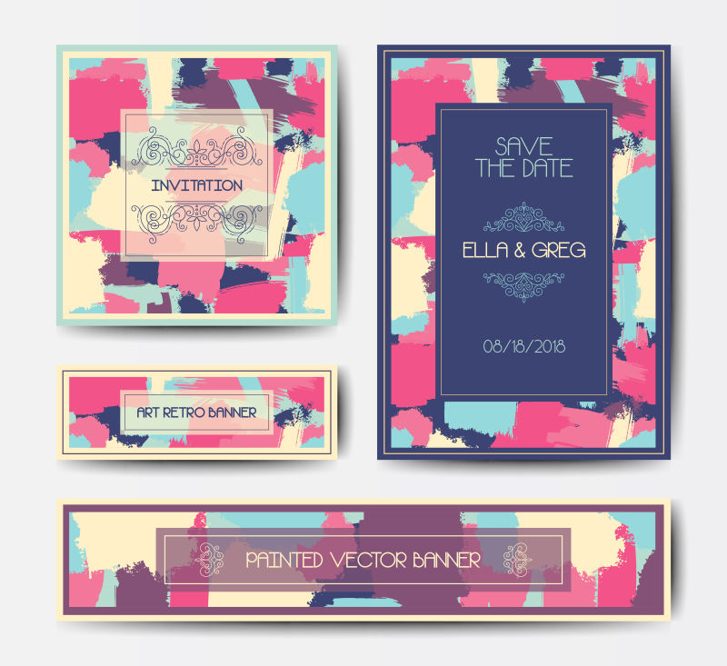 矢量的抽象水彩图案明信片