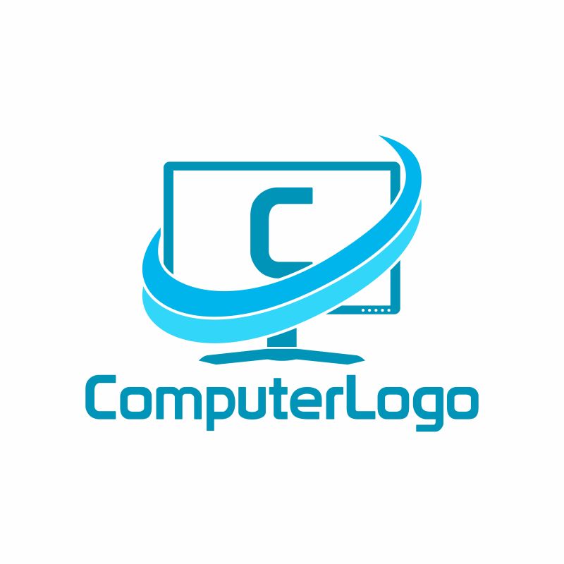 抽象矢量现代字母c的电脑标志设计