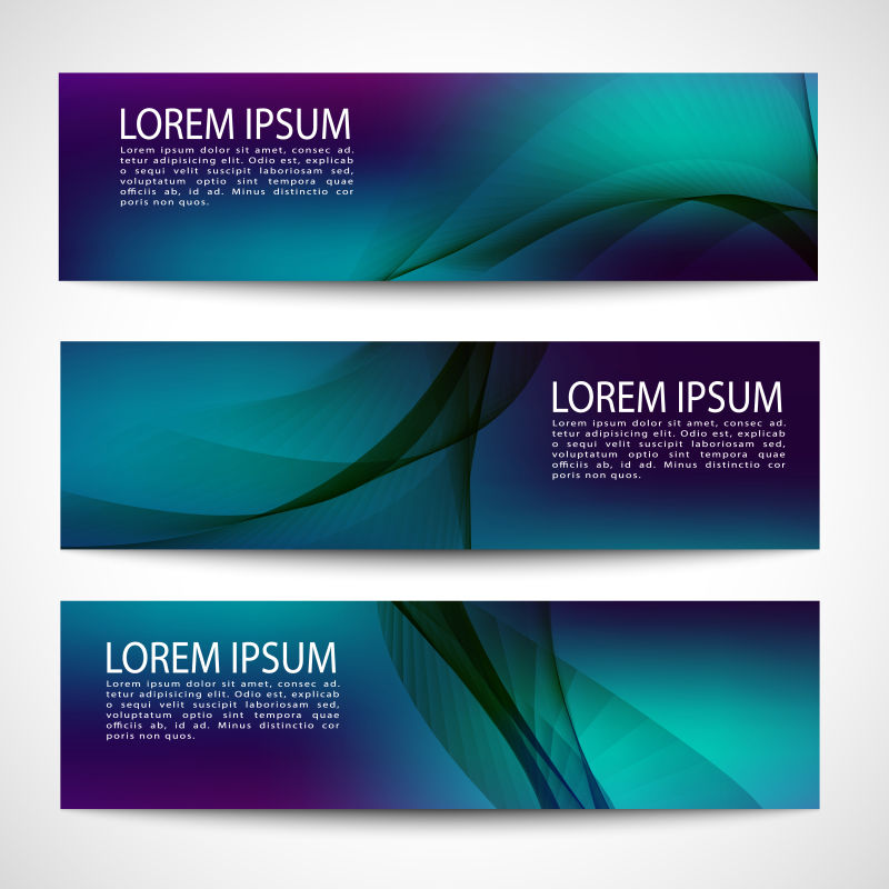 抽象矢量蓝色波纹元素横幅设计