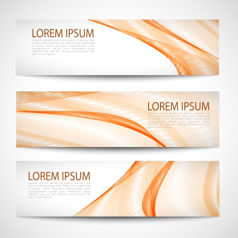 抽象矢量橙色光波元素的横幅设计