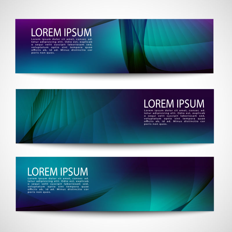 抽象矢量彩色光波元素的横幅设计