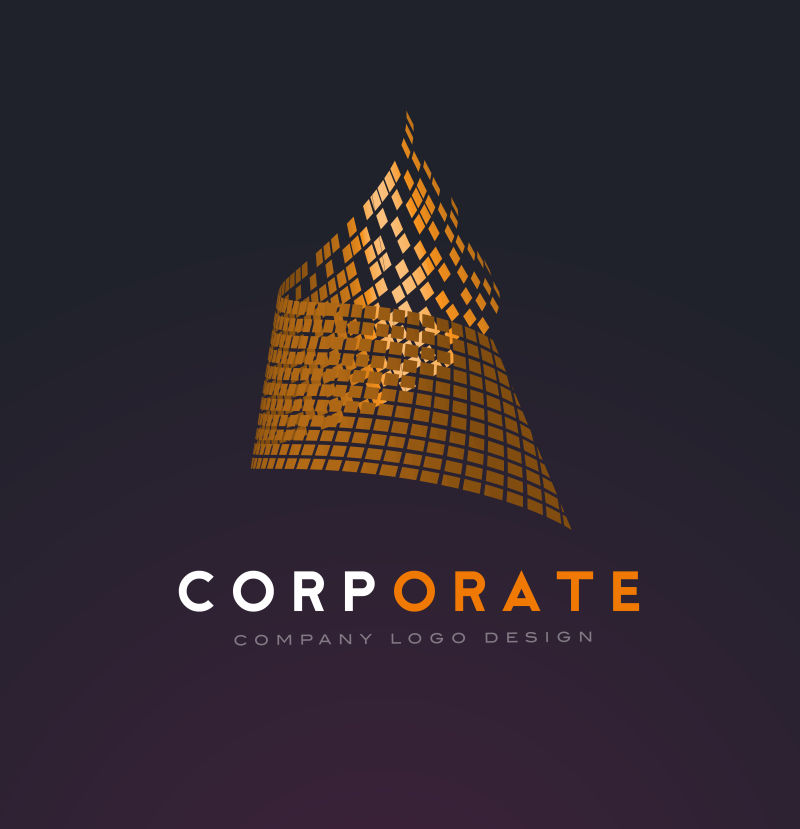 金色矩形碎片标志矢量设计