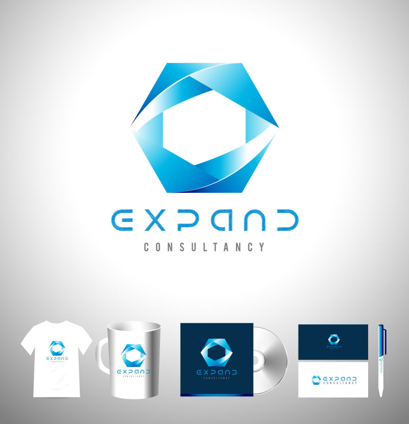 矢量的蓝色多边形企业标志