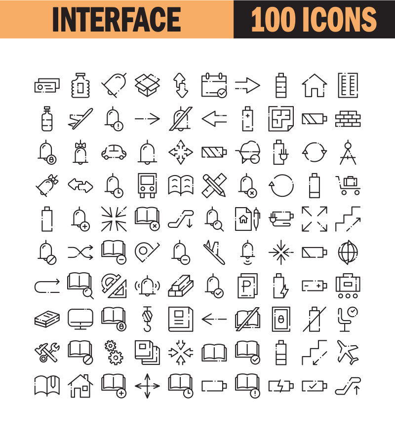矢量细线风格的抽象通用图标