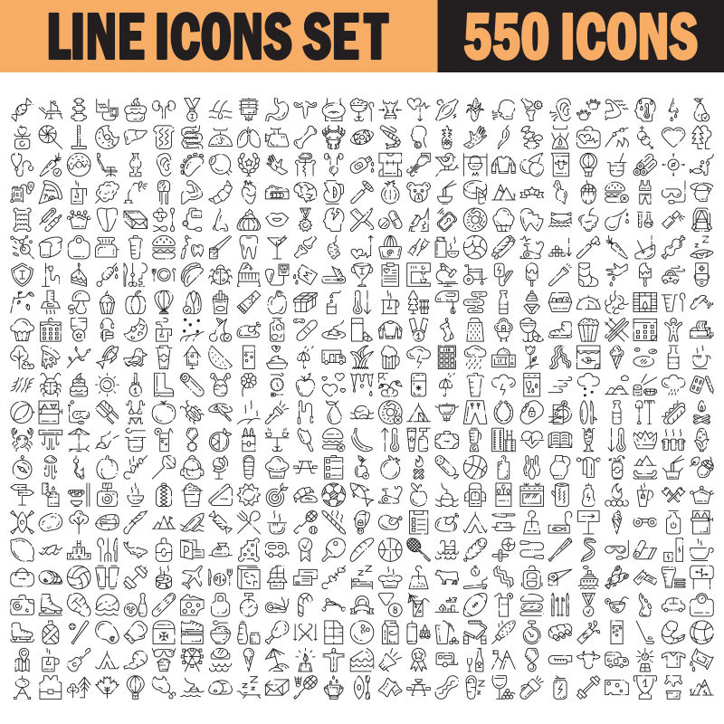 抽象矢量细线通用图标