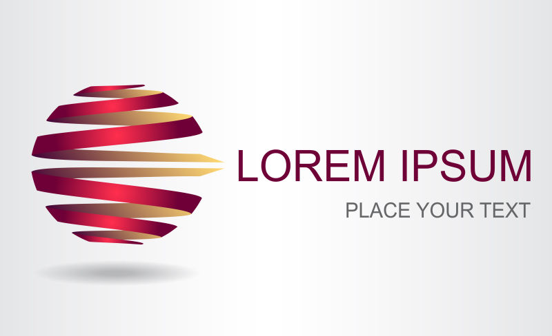 创意矢量红色彩带标志设计