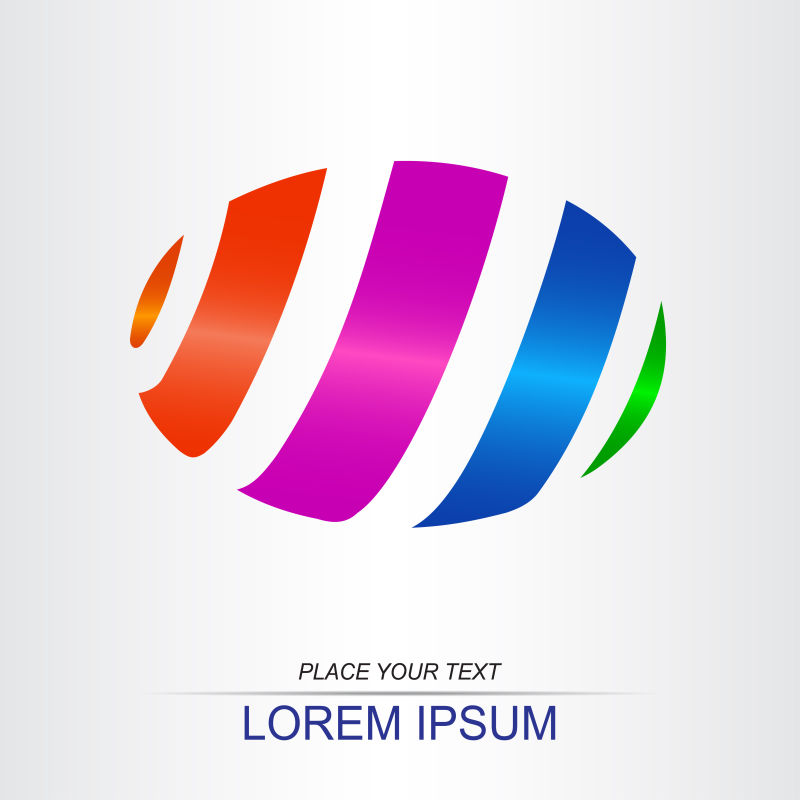 创意矢量彩色飘带球面标志设计