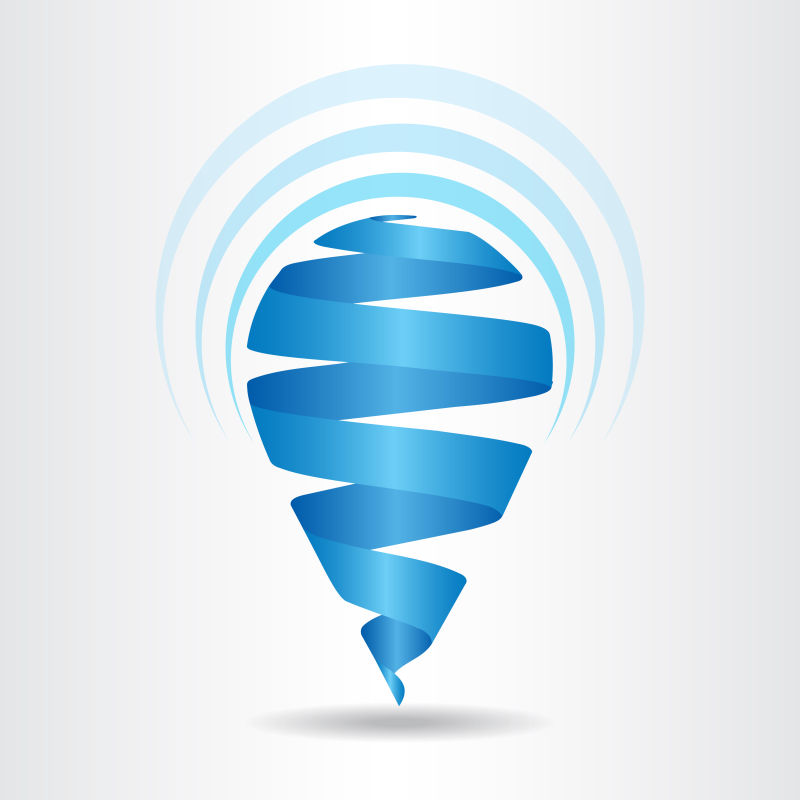 抽象矢量蓝色飘带元素水滴标志设计