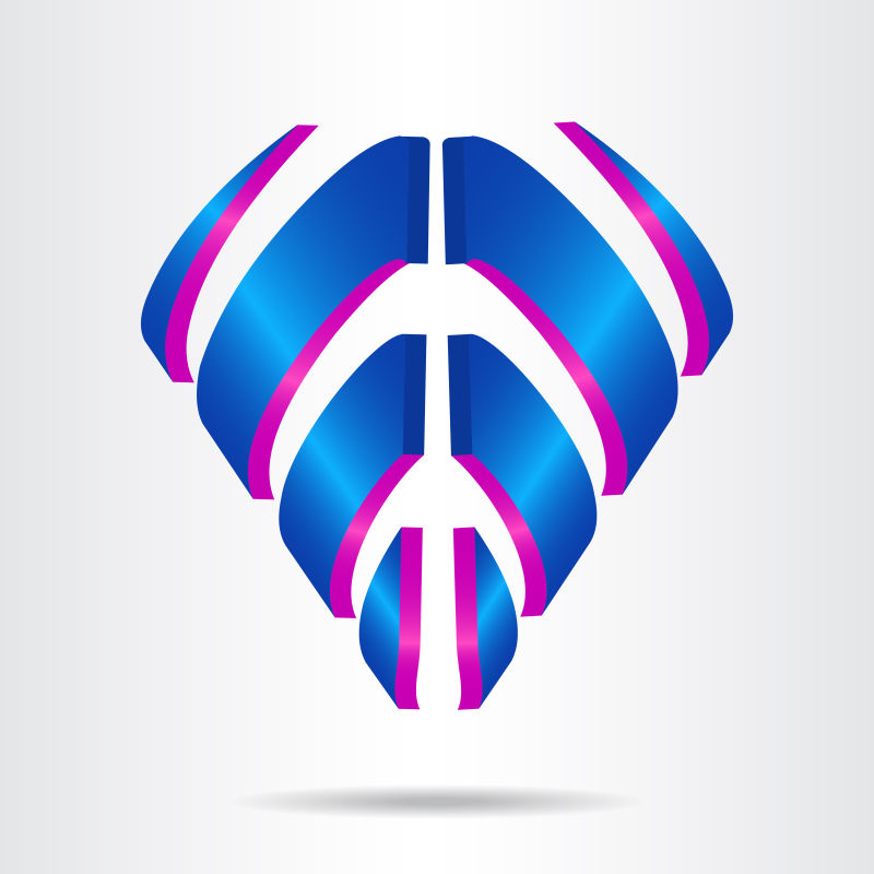 抽象矢量蓝色装饰飘带标志设计