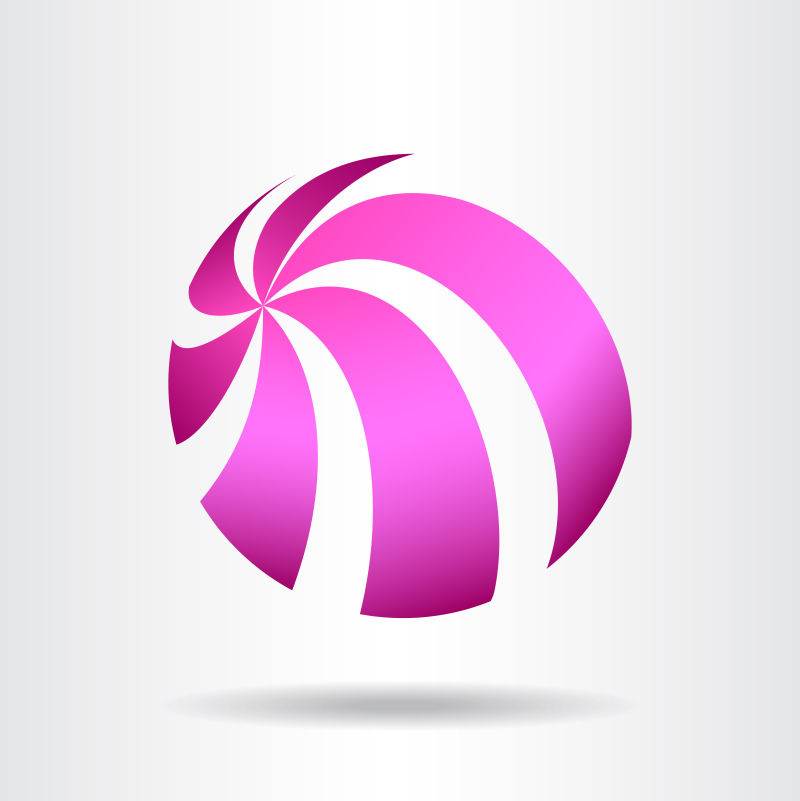 抽象矢量粉色球面旋转标志设计