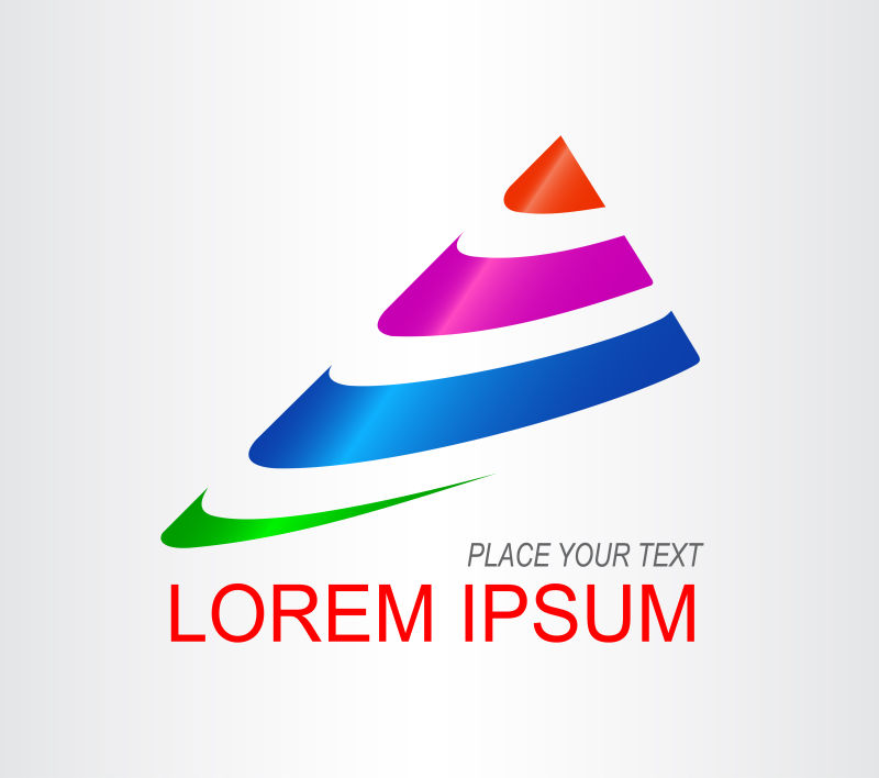 矢量抽象彩色圆锥形标志设计