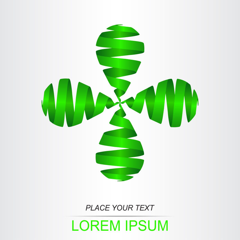 矢量抽象绿色飘带元素标志设计