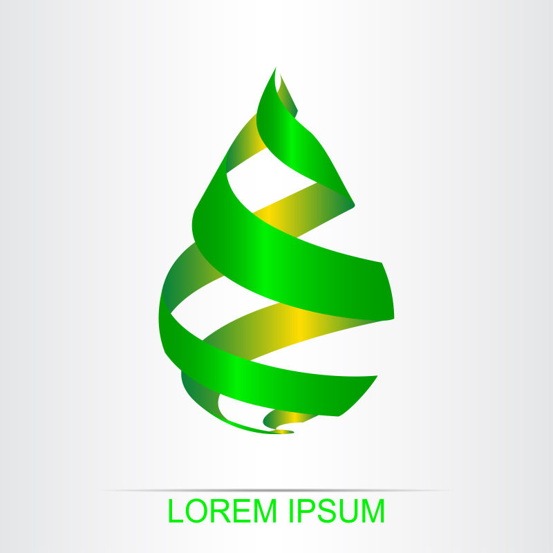 抽象矢量绿色飘带标志设计