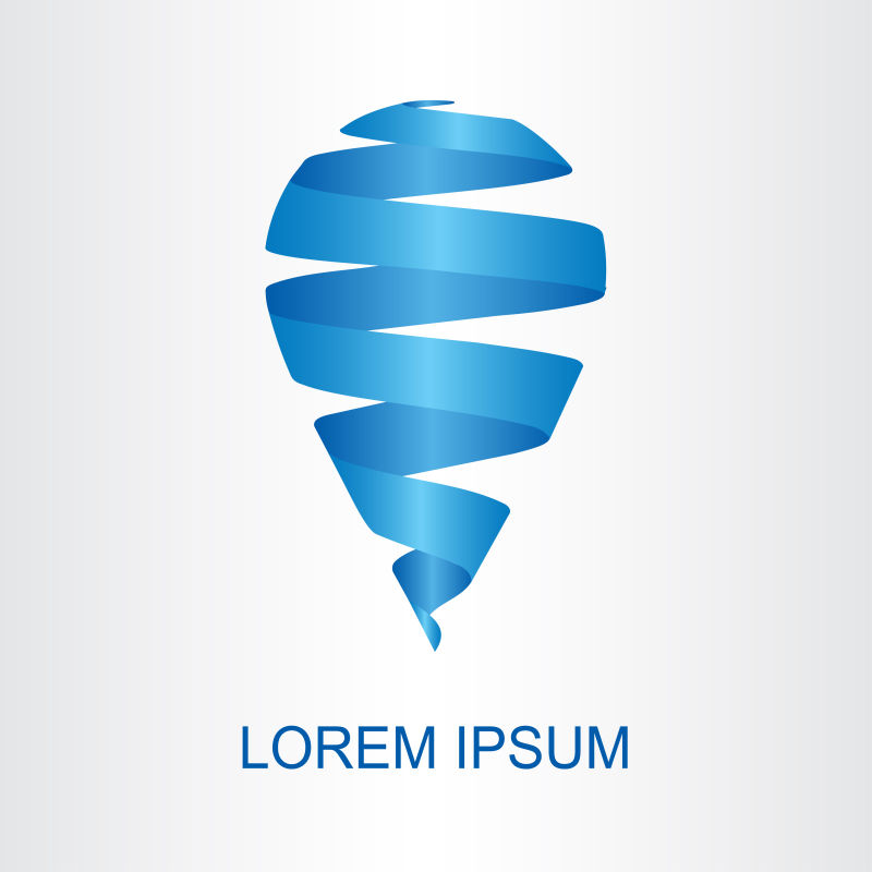 抽象矢量蓝色飘带元素标志设计