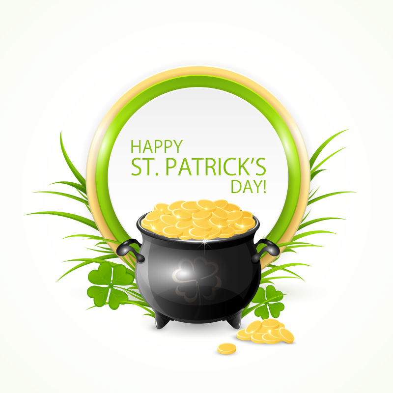 抽象金币元素的矢量圣帕特里克节概念背景