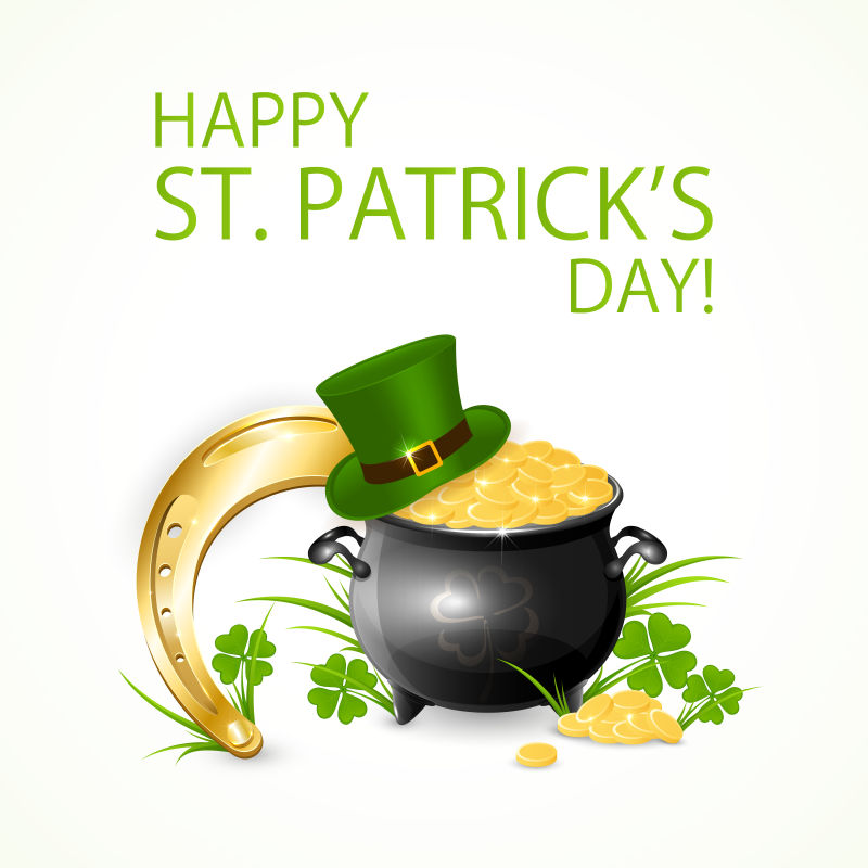 创意矢量现代圣帕特里克节概念的金币背景