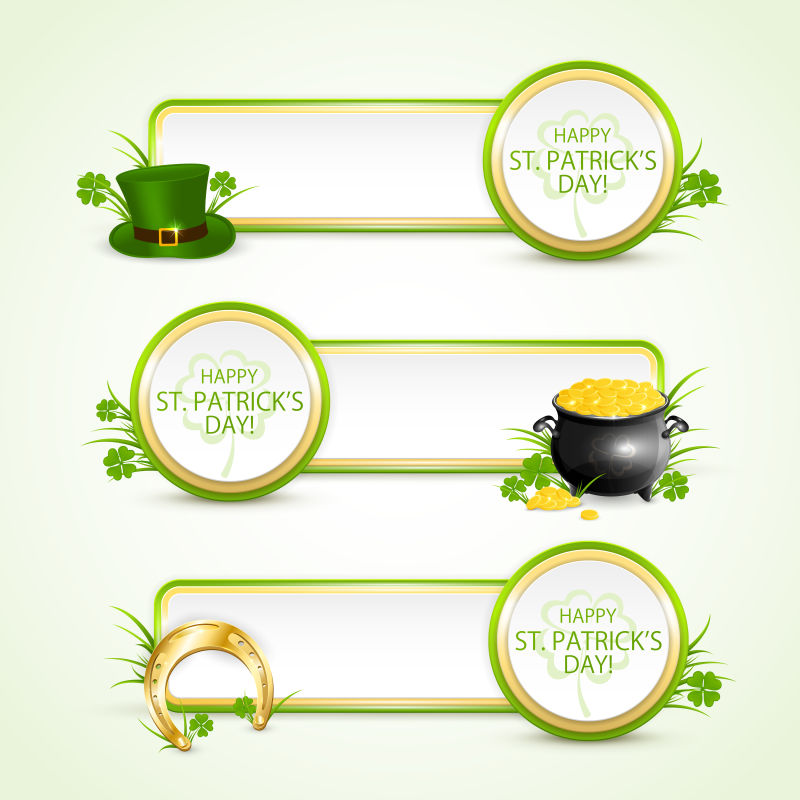 创意矢量圣帕特里克节概念的平面横幅设计