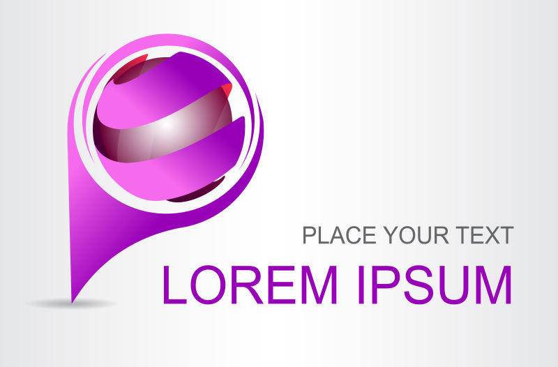 抽象矢量粉色条状球面标志