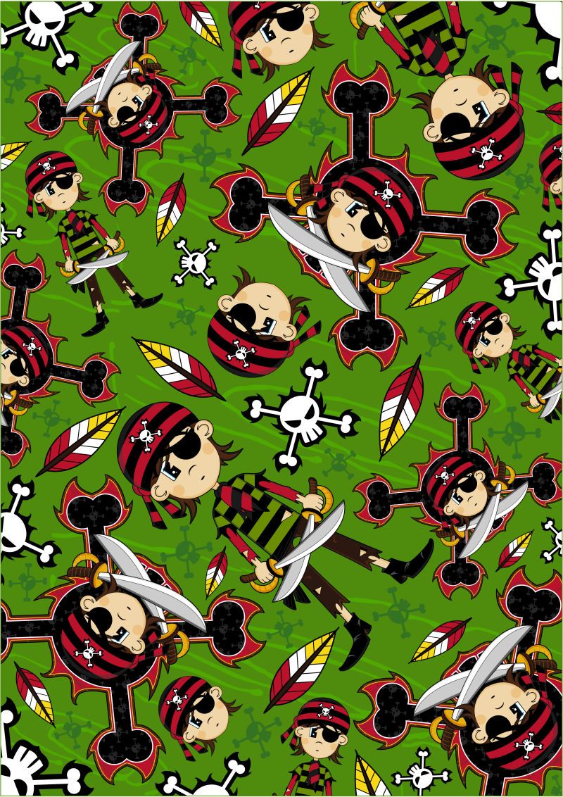 可爱的卡通海盗