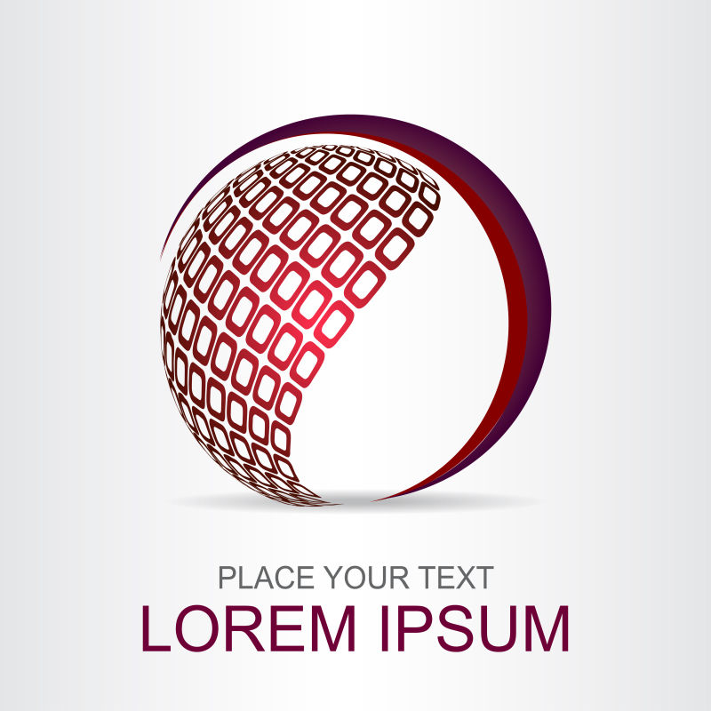 抽象矢量红色方形元素球状标志